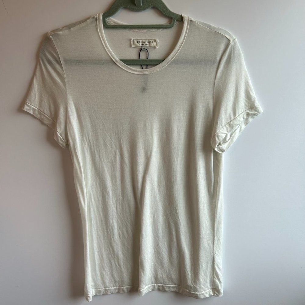 rag & bone White Crew Neck Tee Size Large